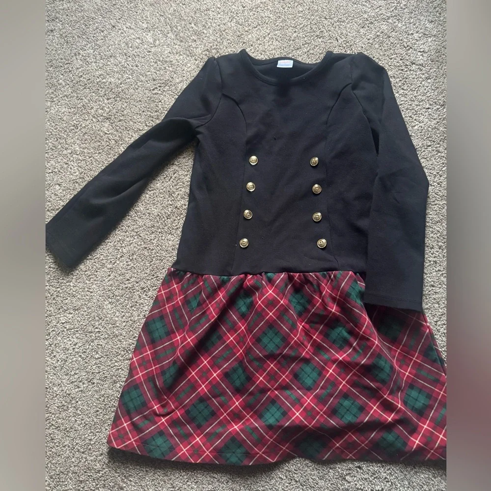 Gymboree‎ Girl’s Winter Holiday Dress Red Plaid Christmas Button Size 8